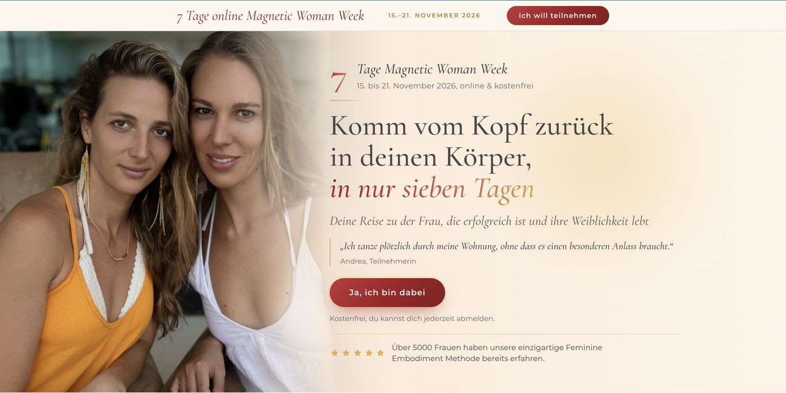 Landingpage der Magnetic Woman Week